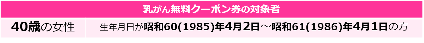 乳がん無料クーポン券の対象者